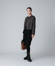 RHWZT13160 HIROKO KOSHINO(ヒロココシノ) ラムレザーソフトライダースジャケット ブラウン
