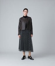 RHWZT13160 HIROKO KOSHINO(ヒロココシノ) ラムレザーソフトライダースジャケット ブラウン