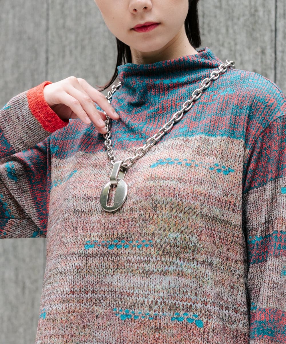 RK2AG01230 HIROKO KOSHINO(ヒロココシノ) モチーフチェーンネックレス/日本製 シルバー