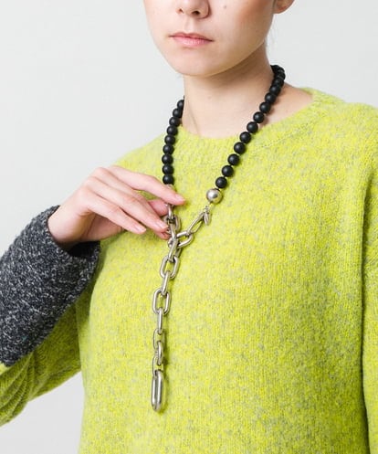 RK2CD01320 HIROKO KOSHINO アシンメトリーネックレス/日本製