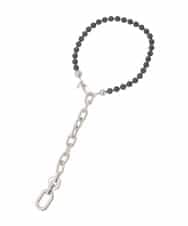 RK2CD01320 HIROKO KOSHINO(ヒロココシノ) アシンメトリーネックレス/日本製 ブラック