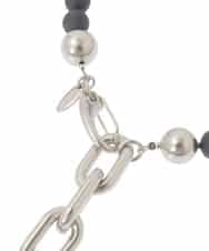 RK2CD01320 HIROKO KOSHINO(ヒロココシノ) アシンメトリーネックレス/日本製 ブラック