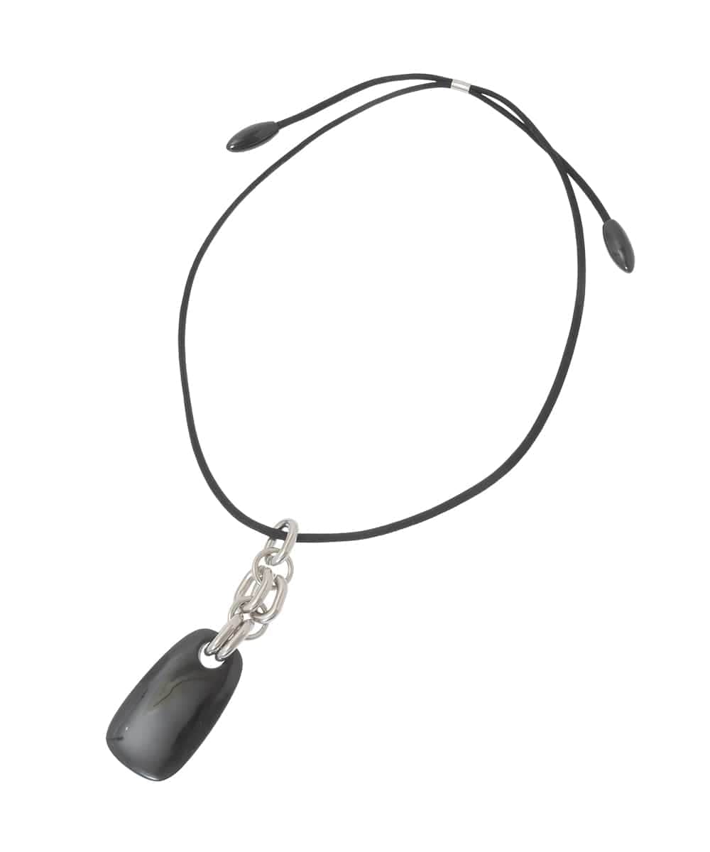 RK2CD02260 HIROKO KOSHINO(ヒロココシノ) モチーフチェーンワントップペンダント/日本製 ブラック