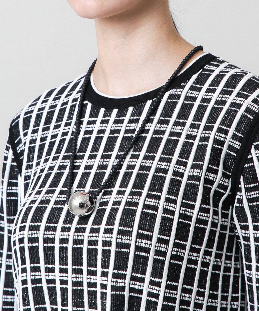 RK2ED12180 HIROKO KOSHINO(ヒロココシノ) ボールミドルネックレス/日本製 ブラック