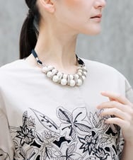 RK2FD01270 HIROKO KOSHINO(ヒロココシノ) パールコンビショートネックレス/日本製 アイボリー