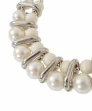 RK2FD01270 HIROKO KOSHINO(ヒロココシノ) パールコンビショートネックレス/日本製 アイボリー