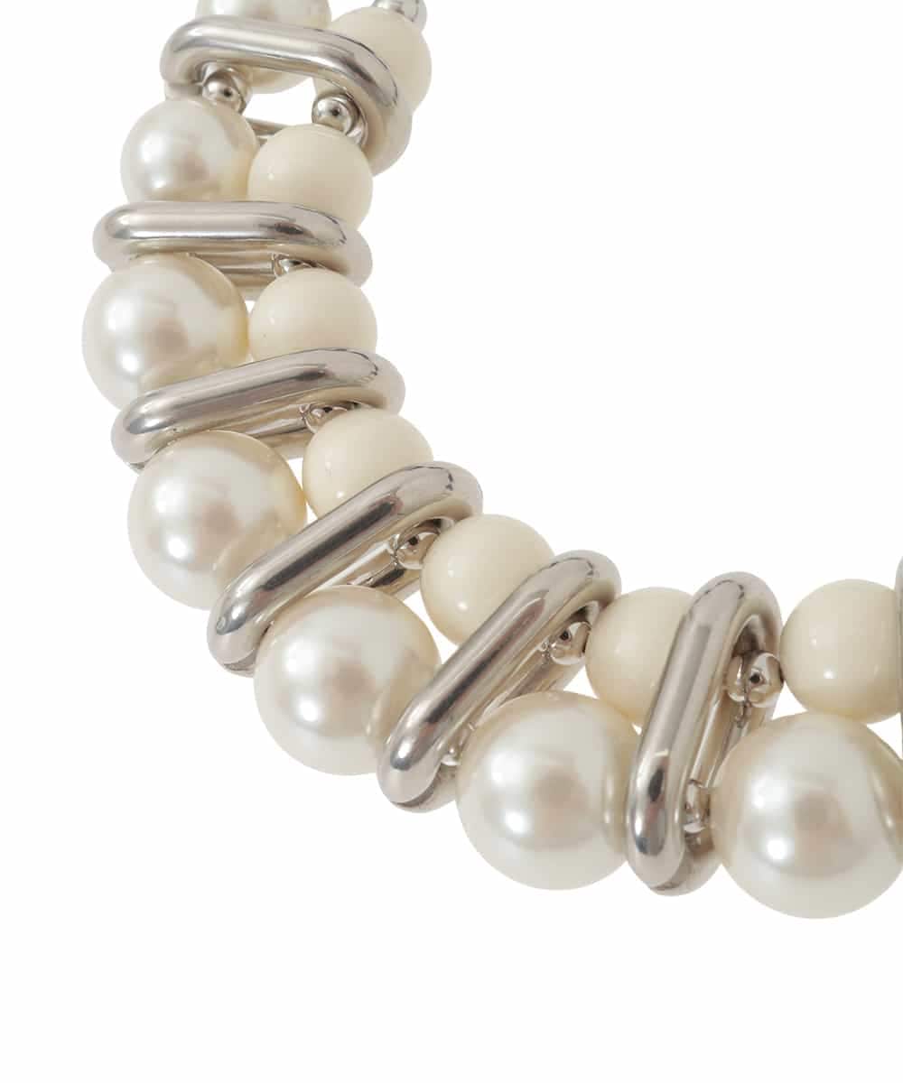 RK2FD01270 HIROKO KOSHINO(ヒロココシノ) パールコンビショートネックレス/日本製 アイボリー