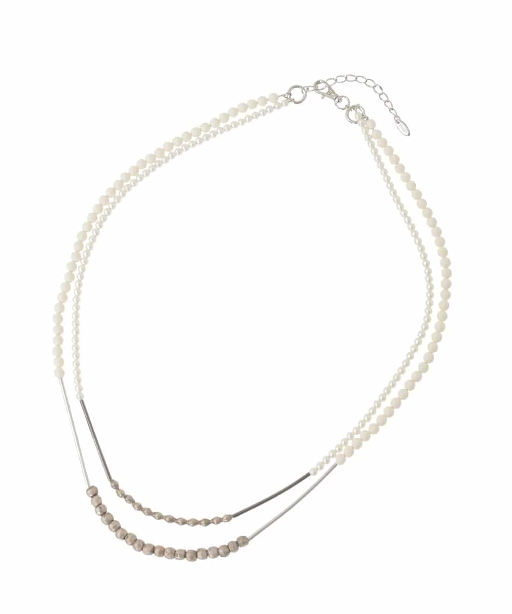 RK2FD02270 HIROKO KOSHINO(ヒロココシノ) コンビネーションロングネックレス/日本製 アイボリー