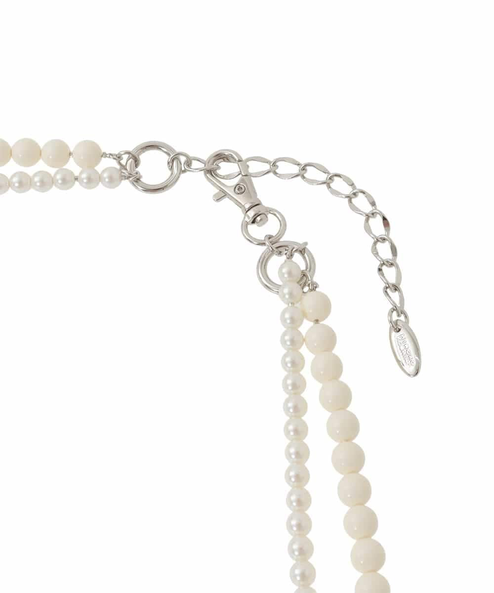 RK2FD02270 HIROKO KOSHINO(ヒロココシノ) コンビネーションロングネックレス/日本製 アイボリー