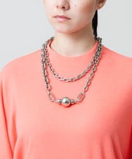 RK2GD02290 HIROKO KOSHINO(ヒロココシノ) 【スマホストラップ】ロングチェーンネックレス /日本製 シルバー