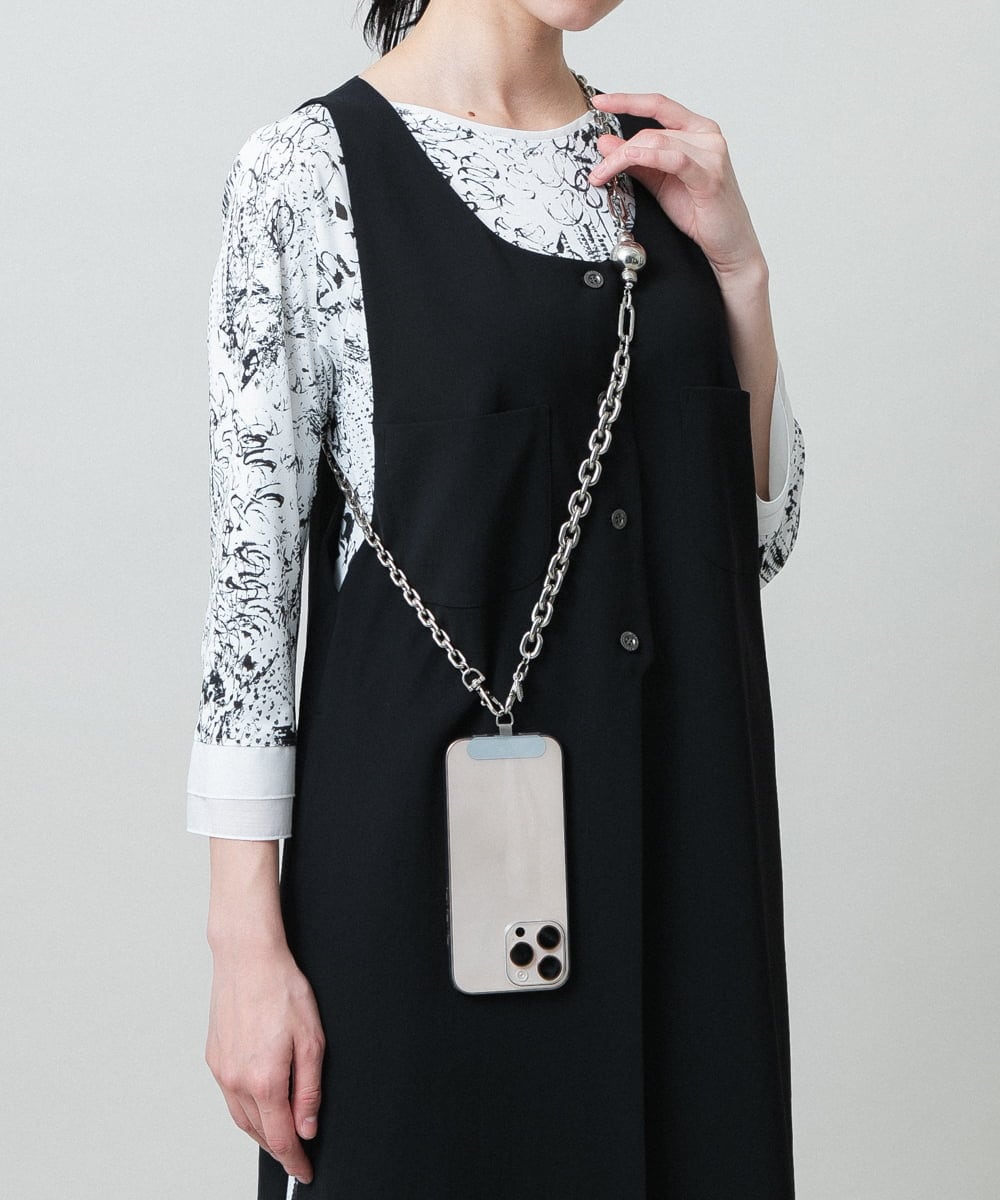 RK2GD02290 HIROKO KOSHINO(ヒロココシノ) 【スマホストラップ】ロングチェーンネックレス /日本製 シルバー