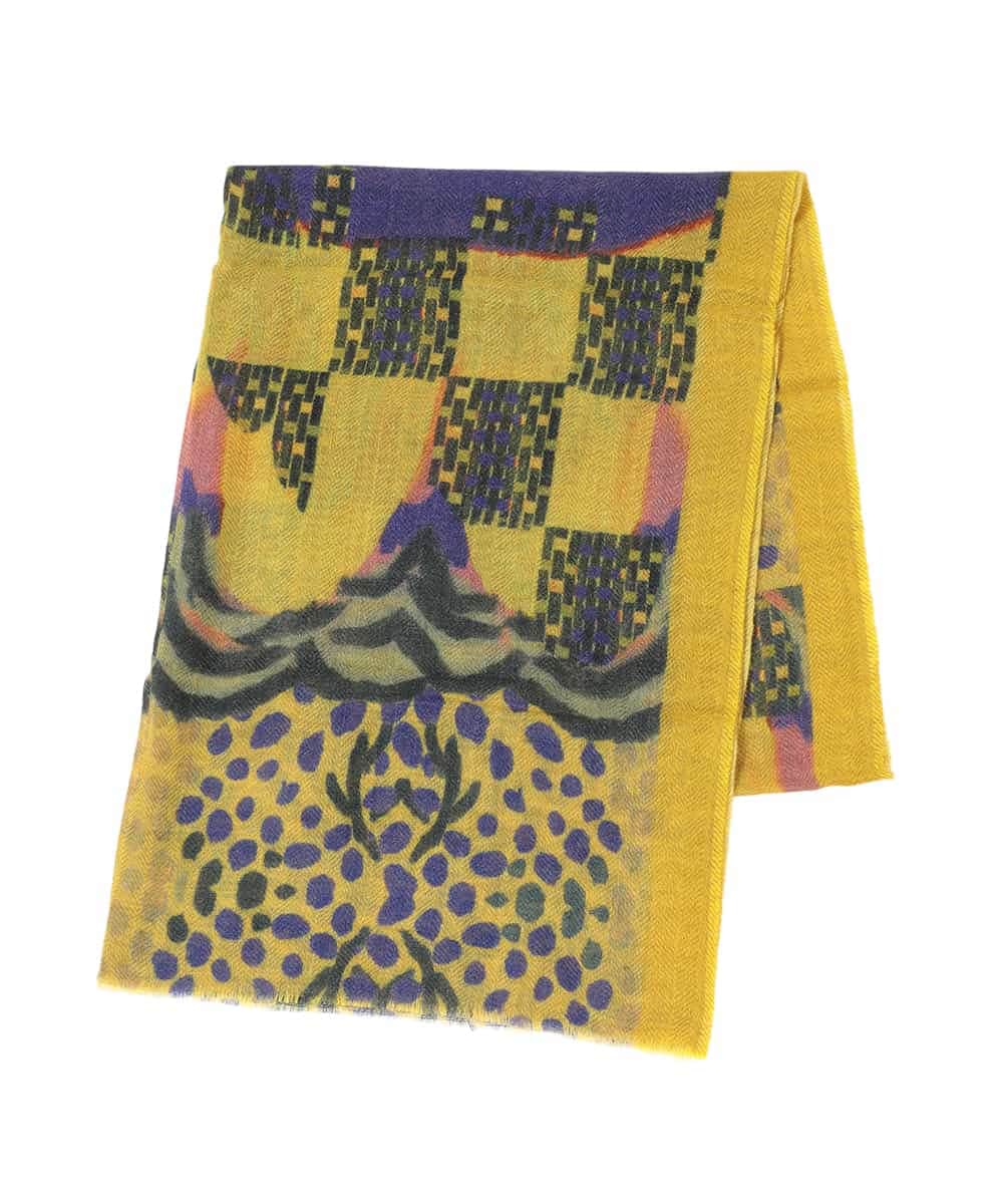 RK3AE01330 HIROKO KOSHINO(ヒロココシノ) Yama Stream プリントストール マスタード