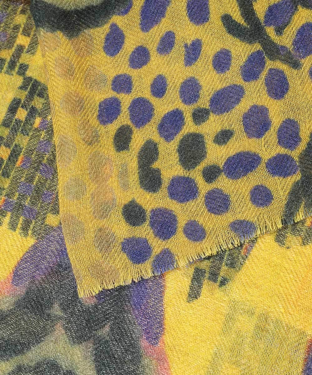 RK3AE01330 HIROKO KOSHINO(ヒロココシノ) Yama Stream プリントストール マスタード