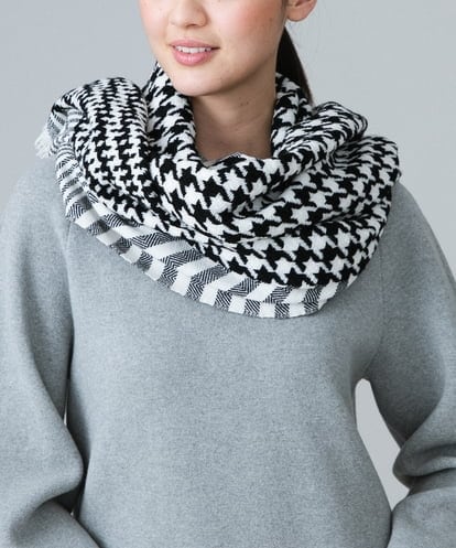 RK3AW01330 HIROKO KOSHINO BABY WOOL千鳥ジャカードストール