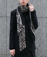 RK3CD01330 HIROKO KOSHINO(ヒロココシノ) ウェーブプリントストール ベージュ