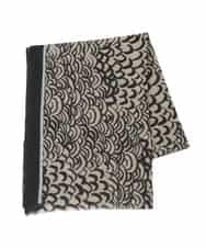 RK3CD01330 HIROKO KOSHINO(ヒロココシノ) ウェーブプリントストール ベージュ