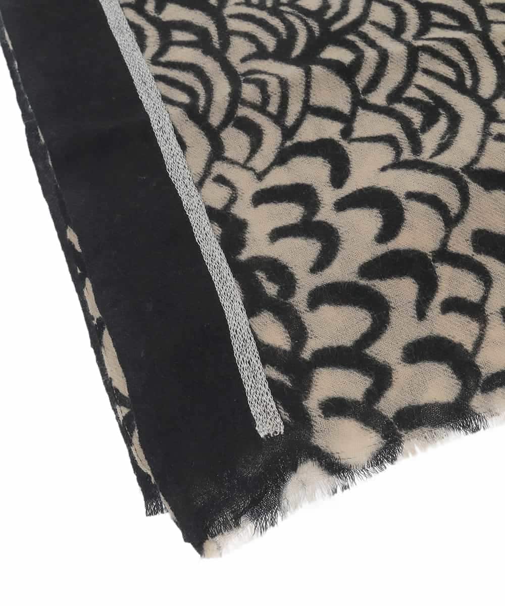 RK3CD01330 HIROKO KOSHINO(ヒロココシノ) ウェーブプリントストール ベージュ