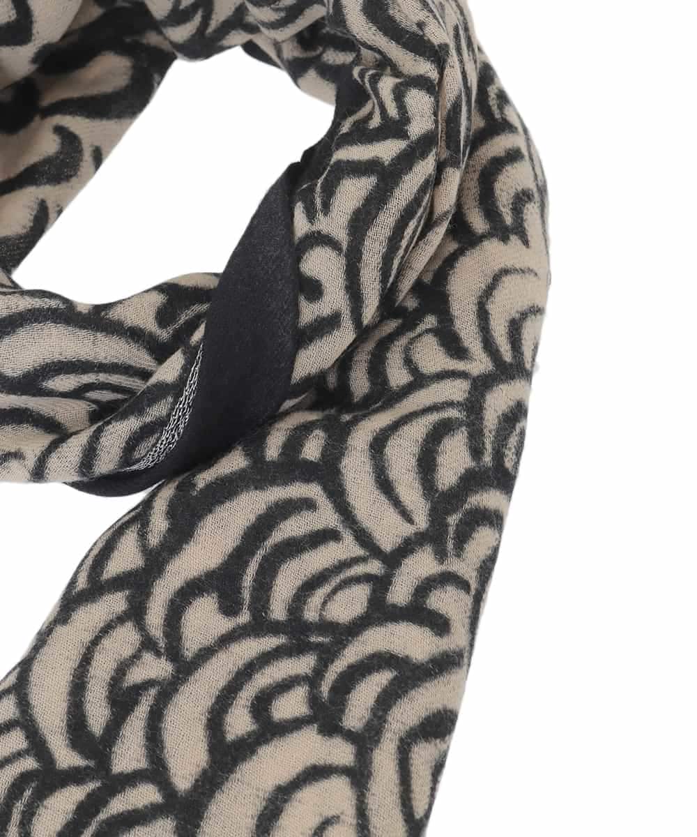 RK3CD01330 HIROKO KOSHINO(ヒロココシノ) ウェーブプリントストール ベージュ