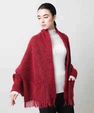 RK3CD02420 HIROKO KOSHINO(ヒロココシノ) フリンジニットストール ダークグレー