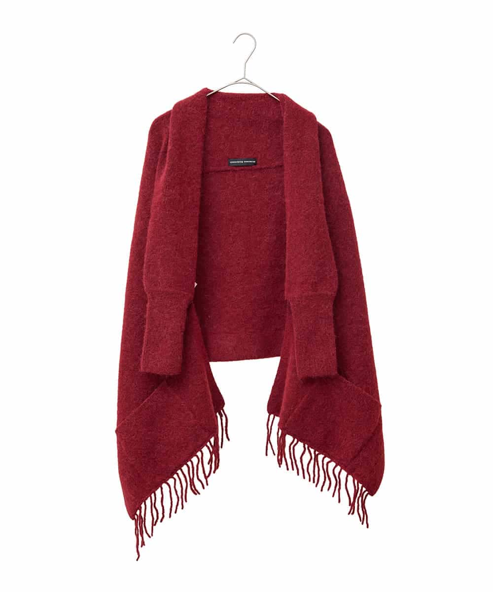 RK3CD02420 HIROKO KOSHINO(ヒロココシノ) フリンジニットストール レッド