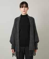 RK3CD02420 HIROKO KOSHINO(ヒロココシノ) フリンジニットストール ダークグレー