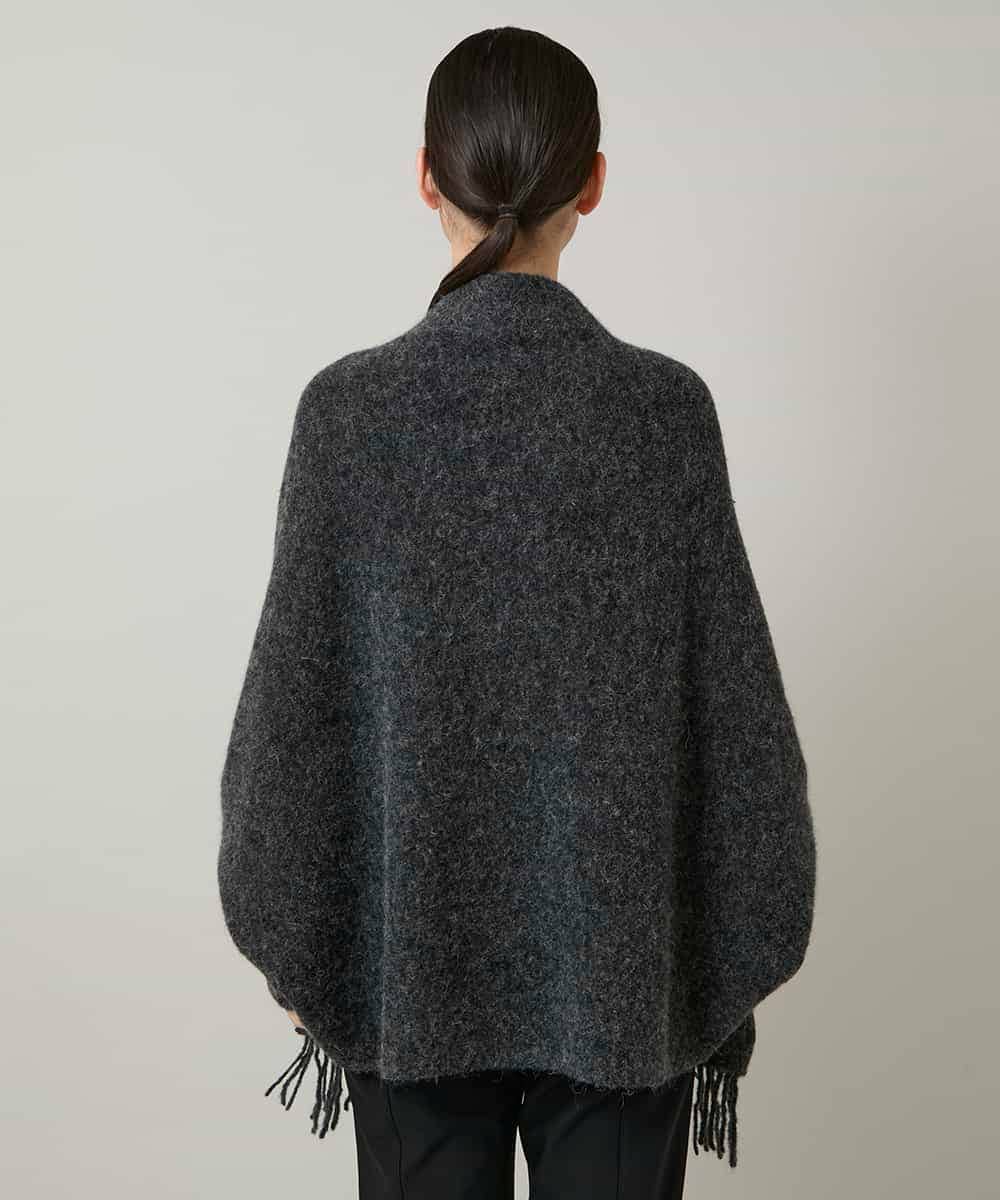 RK3CD02420 HIROKO KOSHINO(ヒロココシノ) フリンジニットストール ダークグレー