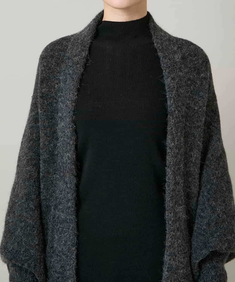 RK3CD02420 HIROKO KOSHINO(ヒロココシノ) フリンジニットストール ダークグレー