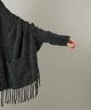 RK3CD02420 HIROKO KOSHINO(ヒロココシノ) フリンジニットストール ダークグレー