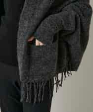 RK3CD02420 HIROKO KOSHINO(ヒロココシノ) フリンジニットストール ダークグレー