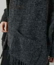 RK3CD02420 HIROKO KOSHINO(ヒロココシノ) フリンジニットストール ダークグレー