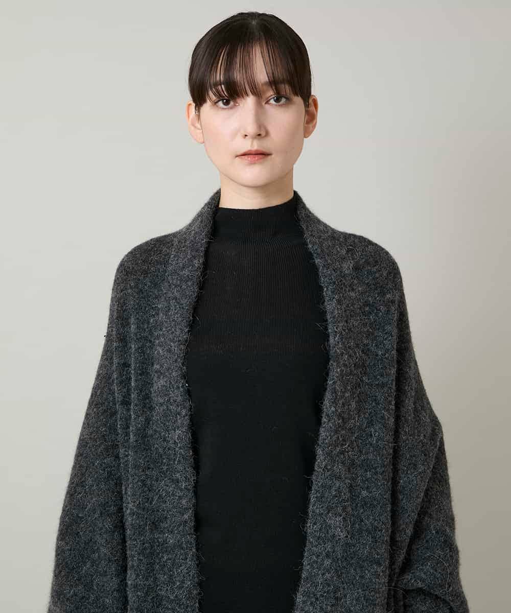 RK3CD02420 HIROKO KOSHINO(ヒロココシノ) フリンジニットストール ダークグレー