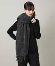 RK3CD02420 HIROKO KOSHINO(ヒロココシノ) フリンジニットストール ダークグレー