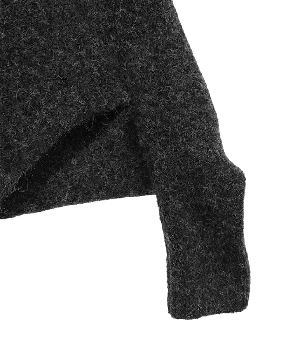 RK3CD02420 HIROKO KOSHINO(ヒロココシノ) フリンジニットストール ダークグレー