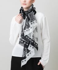 RK3FD01270 HIROKO KOSHINO(ヒロココシノ) ボタニカルプリントストール ブラック