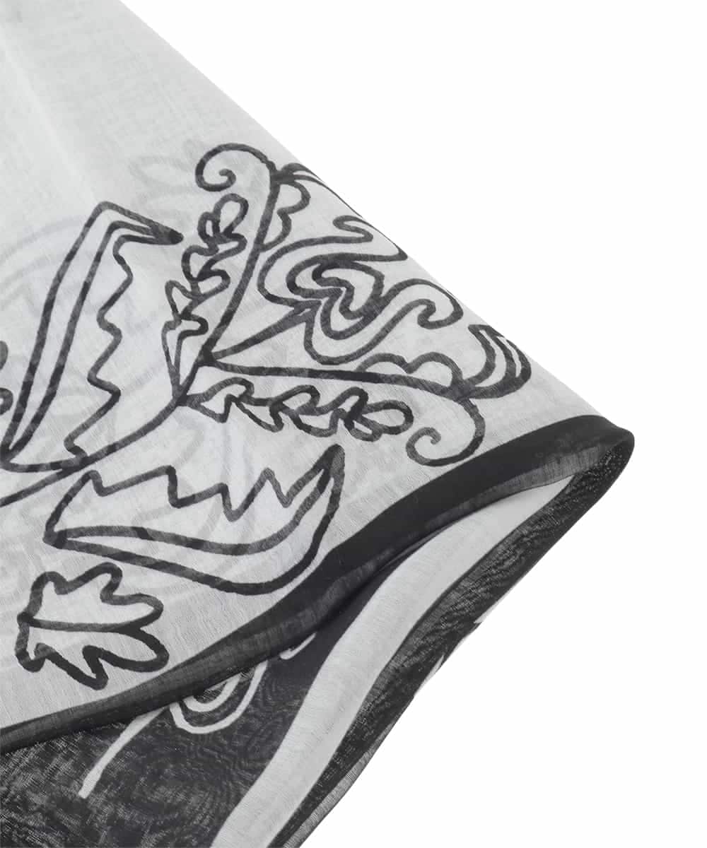 RK3FD01270 HIROKO KOSHINO(ヒロココシノ) ボタニカルプリントストール ブラック