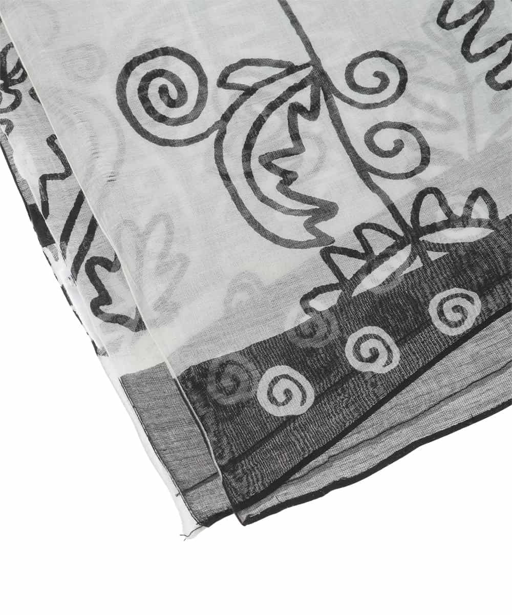 RK3FD01270 HIROKO KOSHINO(ヒロココシノ) ボタニカルプリントストール ブラック