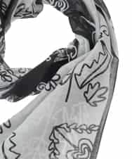 RK3FD01270 HIROKO KOSHINO(ヒロココシノ) ボタニカルプリントストール ブラック