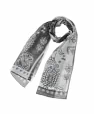 RK3FD01270 HIROKO KOSHINO(ヒロココシノ) ボタニカルプリントストール ブラック