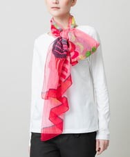 RK3FD02270 HIROKO KOSHINO(ヒロココシノ) ボタニカルフラワープリントストール ピンク