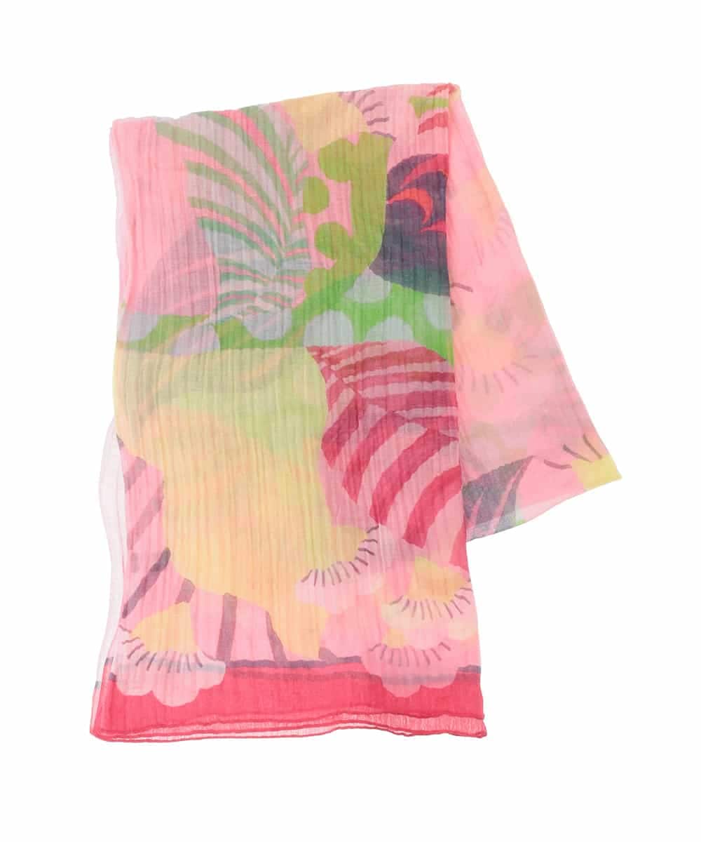 RK3FD02270 HIROKO KOSHINO(ヒロココシノ) ボタニカルフラワープリントストール ピンク