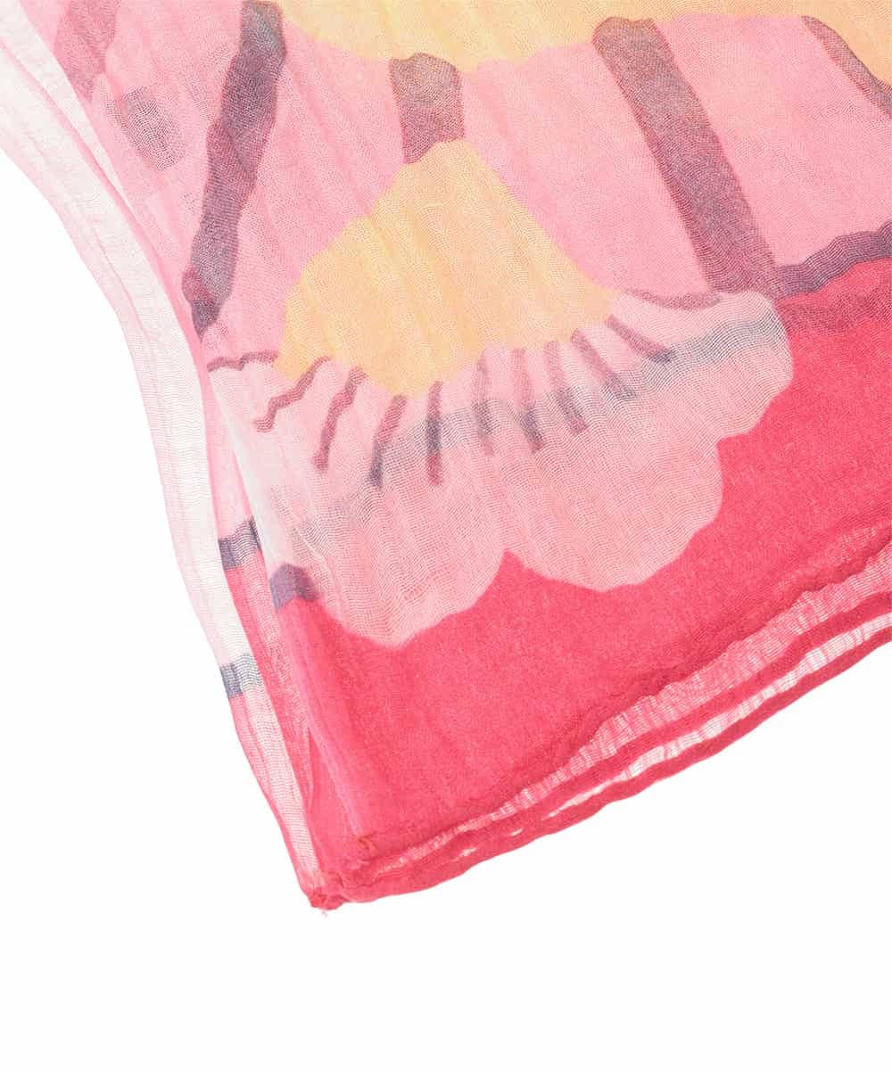 RK3FD02270 HIROKO KOSHINO(ヒロココシノ) ボタニカルフラワープリントストール ピンク