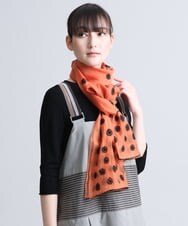 RK3FS02290 HIROKO KOSHINO(ヒロココシノ) モチーフドットエンブロイダリーストール オレンジ