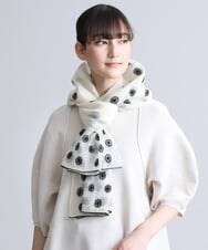 RK3FS02290 HIROKO KOSHINO(ヒロココシノ) モチーフドットエンブロイダリーストール ホワイト