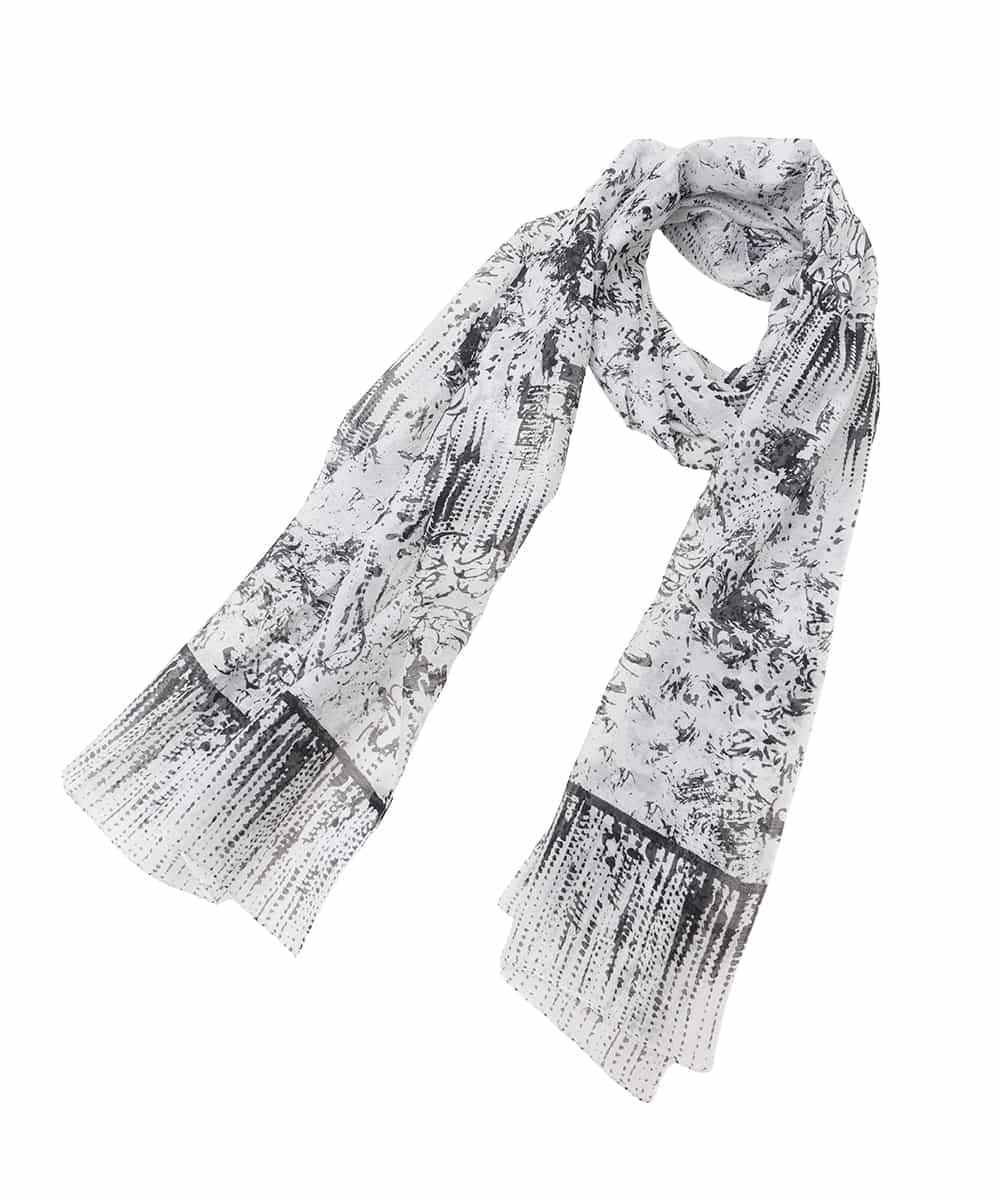 RK3GD01270 HIROKO KOSHINO(ヒロココシノ) インクペインティングプリントストール /洗える ホワイト