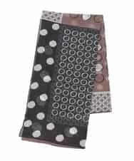 RK3GE01290 HIROKO KOSHINO(ヒロココシノ) ドットブロックプリントスカーフ ブラック