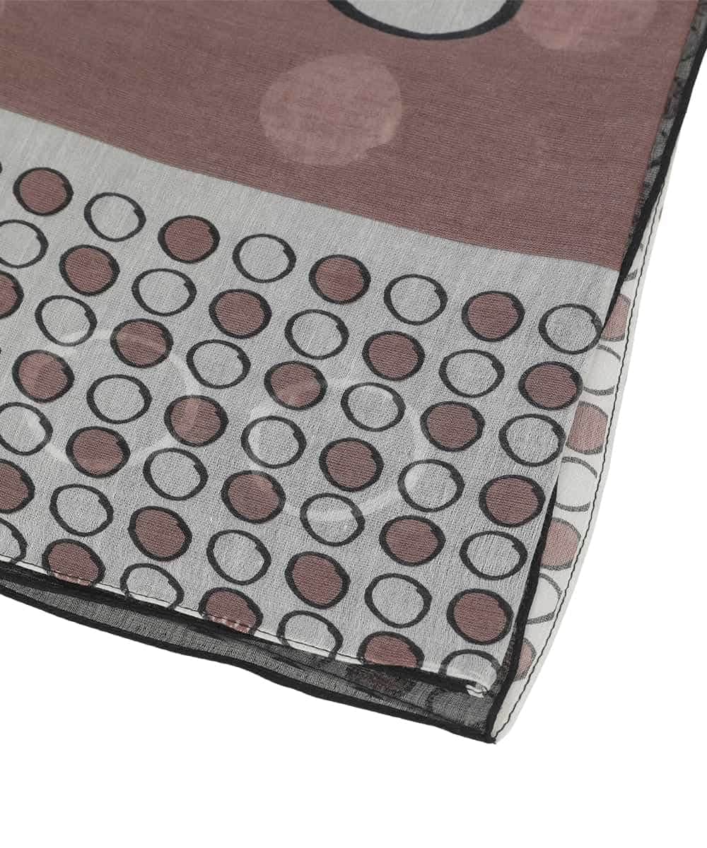 RK3GE01290 HIROKO KOSHINO(ヒロココシノ) ドットブロックプリントスカーフ ブラック