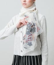 RK3GF02390 HIROKO KOSHINO(ヒロココシノ) オリエンタルアニマル刺繍ストール ホワイト