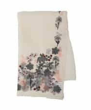 RK3GF02390 HIROKO KOSHINO(ヒロココシノ) オリエンタルアニマル刺繍ストール ホワイト