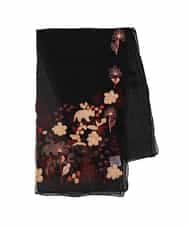 RK3GF02390 HIROKO KOSHINO(ヒロココシノ) オリエンタルアニマル刺繍ストール ブラック