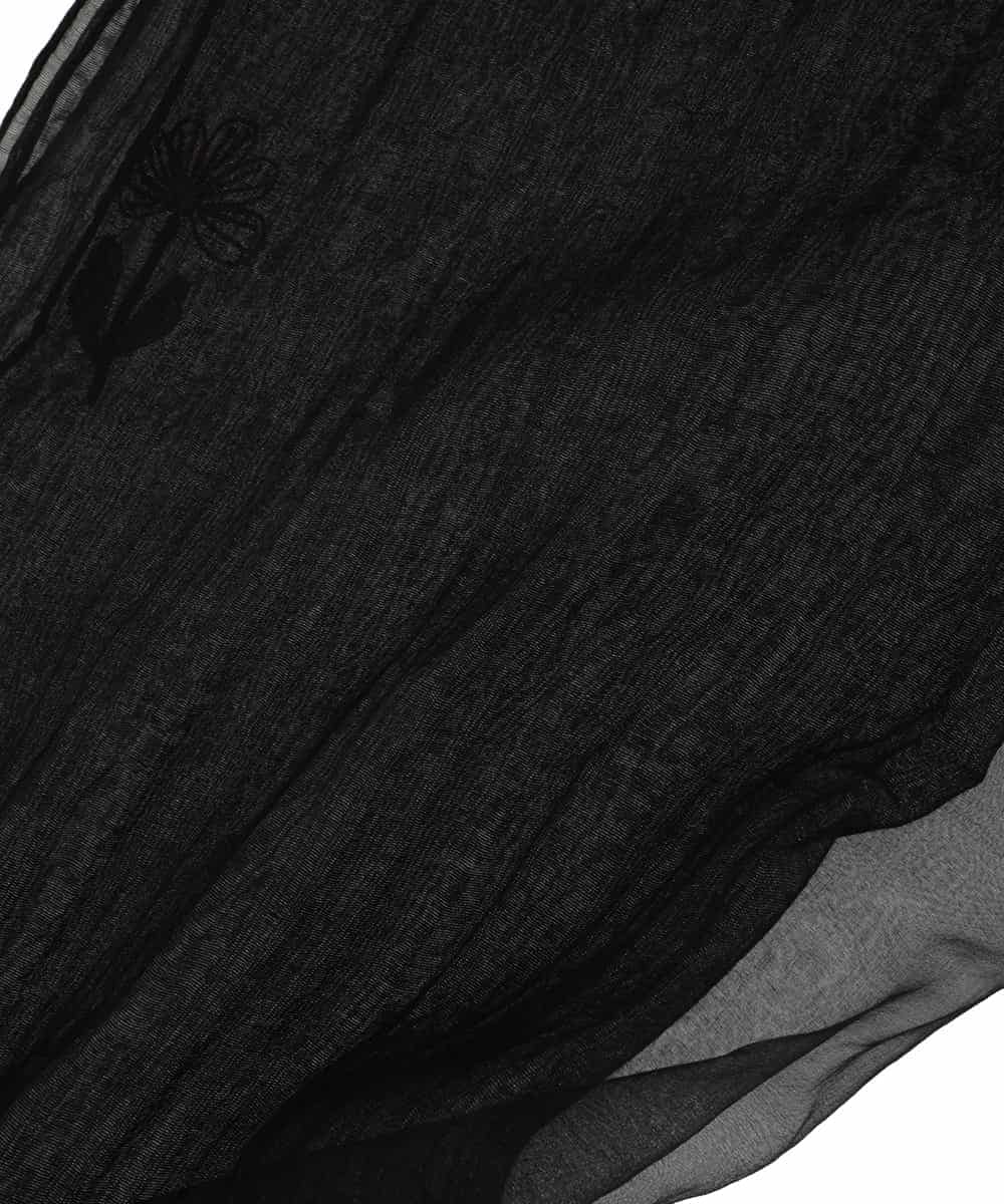 RK3GF02390 HIROKO KOSHINO(ヒロココシノ) オリエンタルアニマル刺繍ストール ブラック